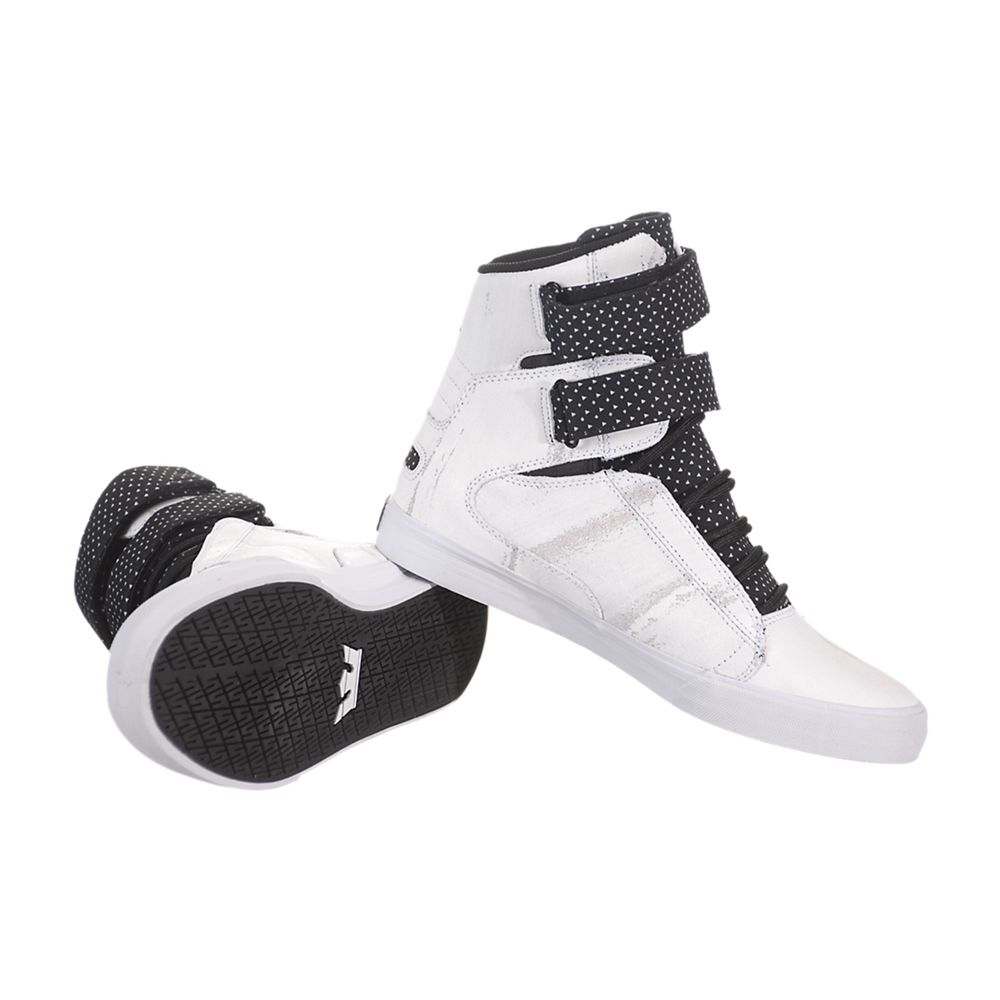 Baskets Montantes Supra Society Blanche Noir White/Black-White Homme | WUQ-49726809